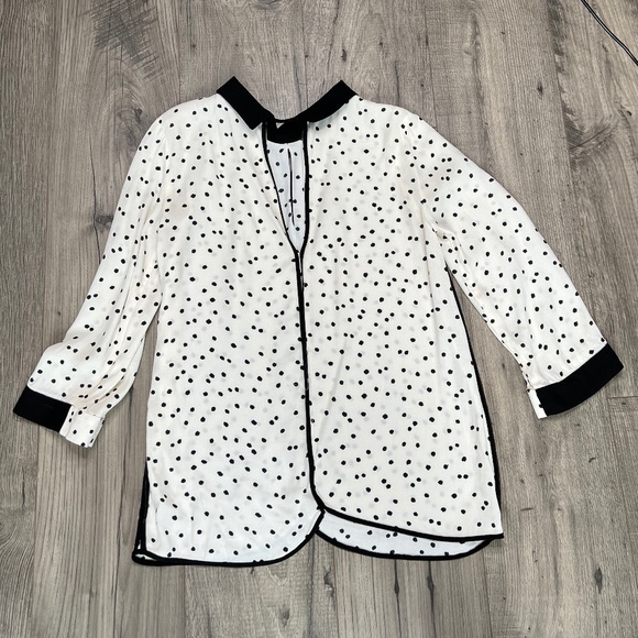 Zara Ivory Polka Dot Blouse Women's Size XS - Picture 8 of 9